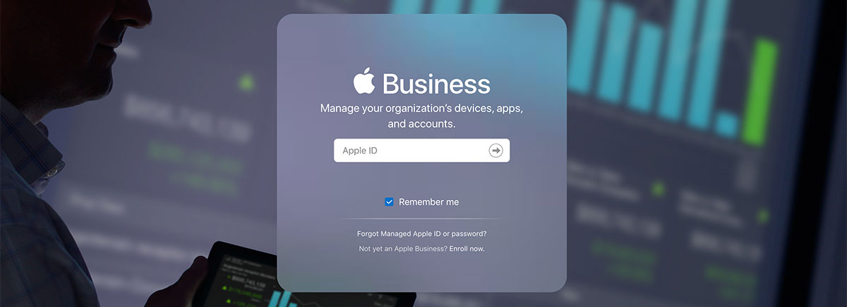 Screen shot of apple business manager login.